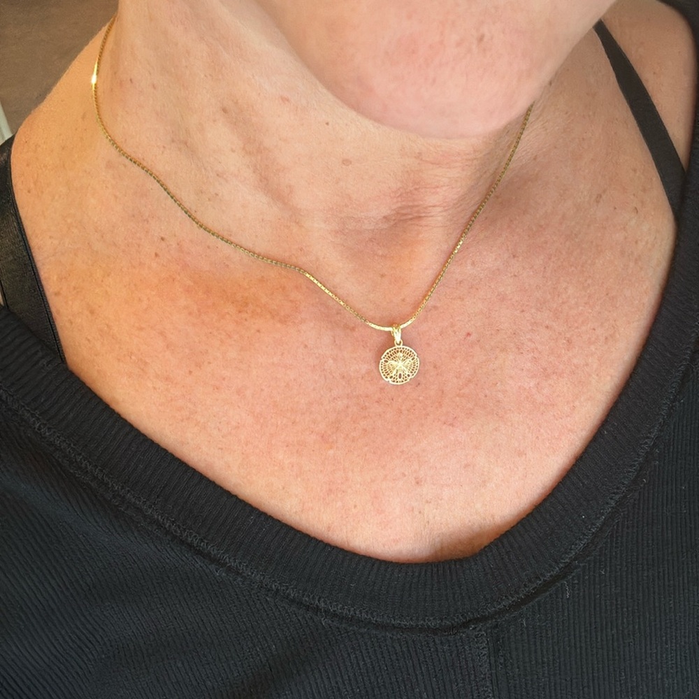 14k Gold Sand Dollar Pendant Charm - Picture 3 of 9